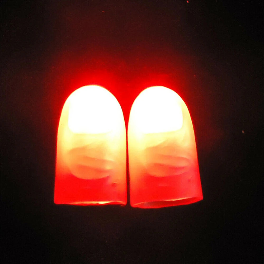 2/4PCS Magic Trick Fingers Thumbs with LED Battery Powered Magic Props Halloween Magic Trick Fingers Thumbs Toys for Child Adult